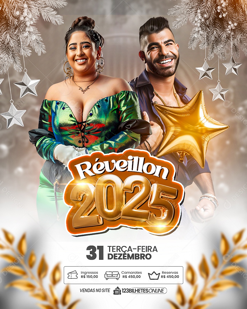 Flyer Réveillon 2025 Social Media Media Editable