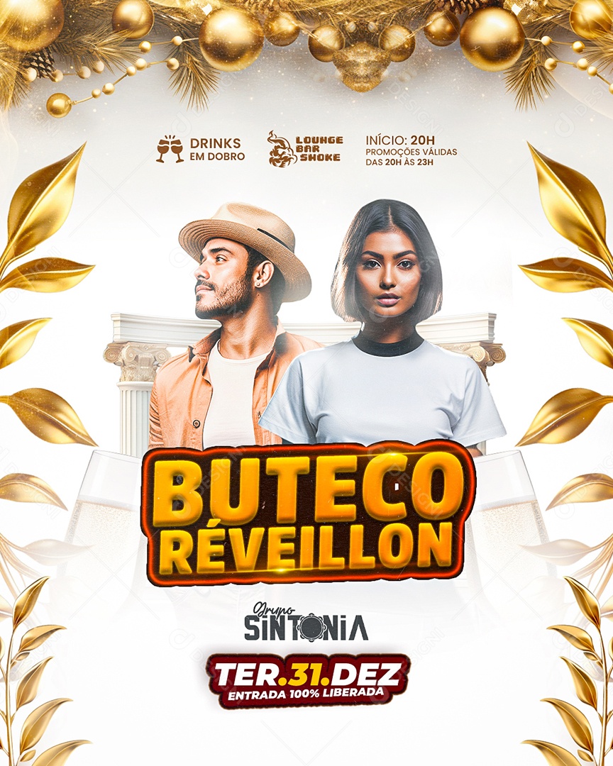 Flyer Buteco Réveillon Social Media PSD Editável
