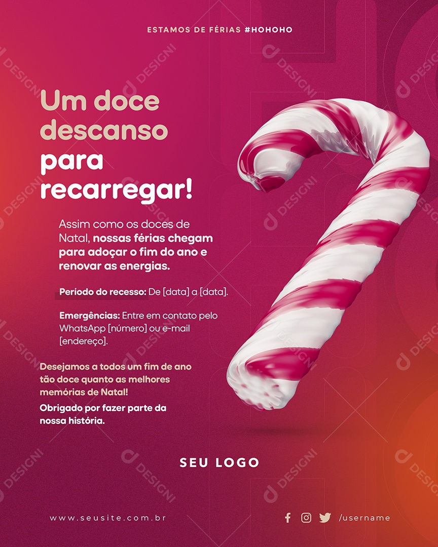 Recesso Um Doce Descanso Para Recarregar  Social Media PSD Editável