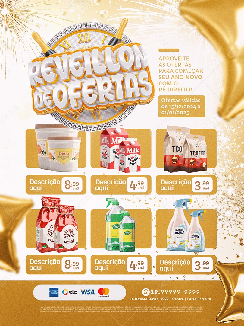Tabloide Reveillon De Ofertas Supermercado Social Media PSD Editável