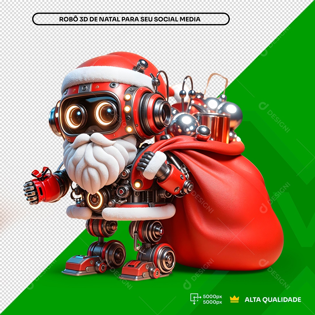 Noel Robô baby Natal Saco Presentes  Elemento 3D Composição PSD