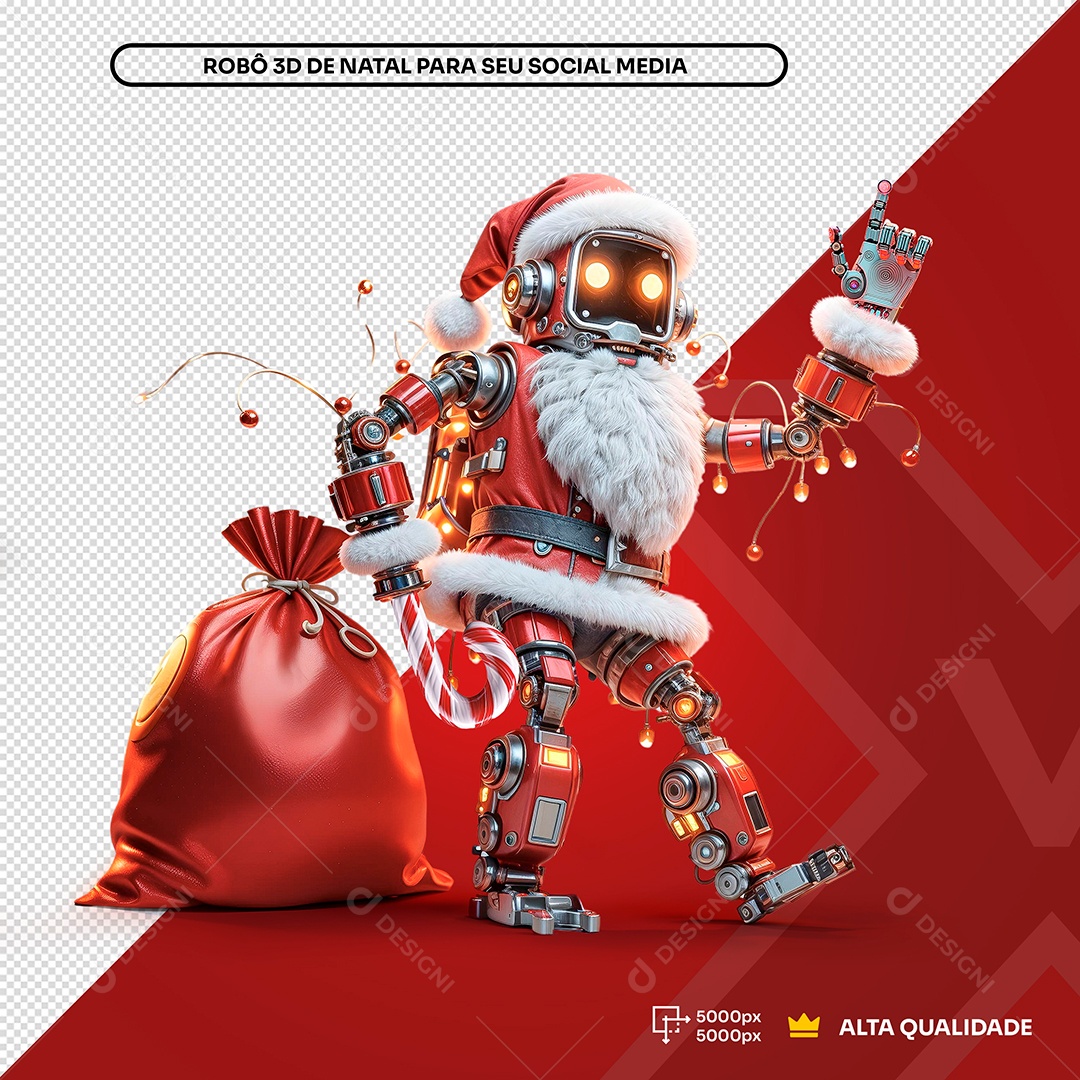 Noel Robô Lata Velha Natal Saco Presentes  Elemento 3D Composição PSD