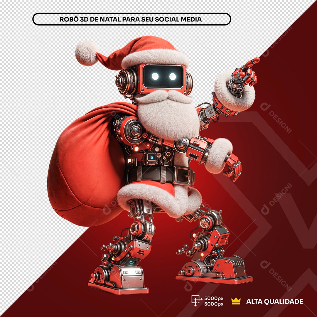 Noel Robô Natal apontando Elemento 3D Composição PSD