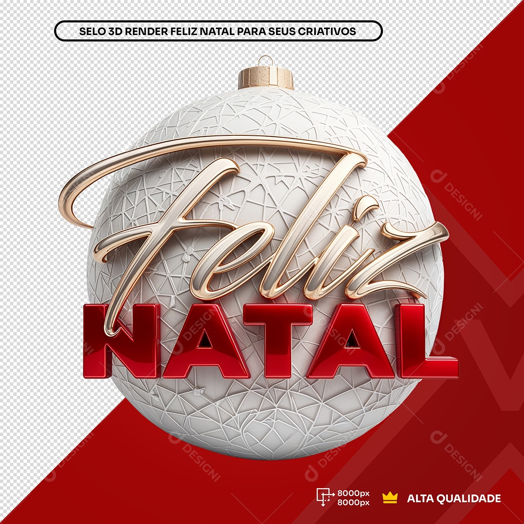 Selo 3D Feliz Natal Bola Elemento 3D Composição PSD
