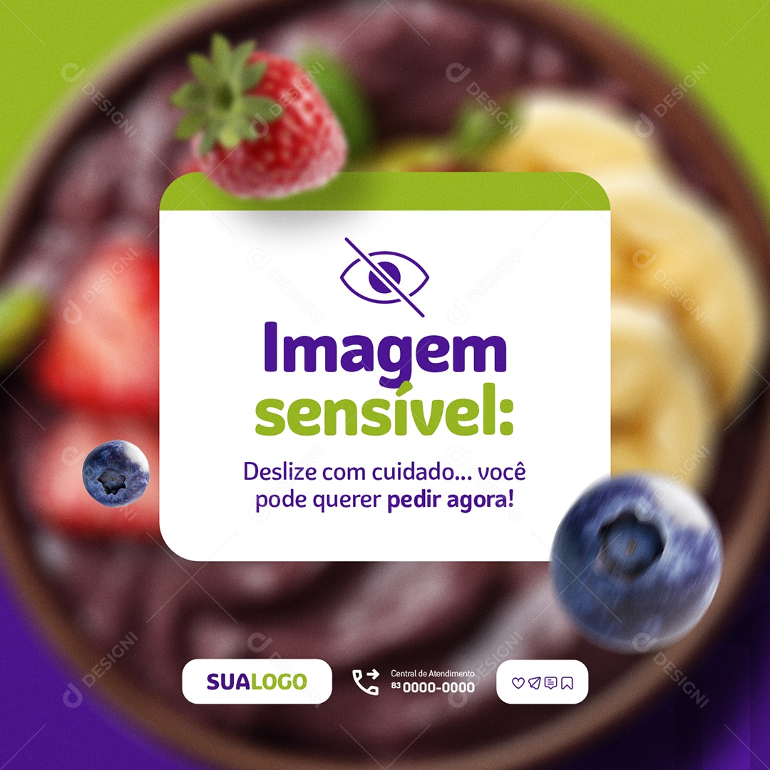 Açaiteria Você Pode Querer Pedir Agora Social Media PSD Editável