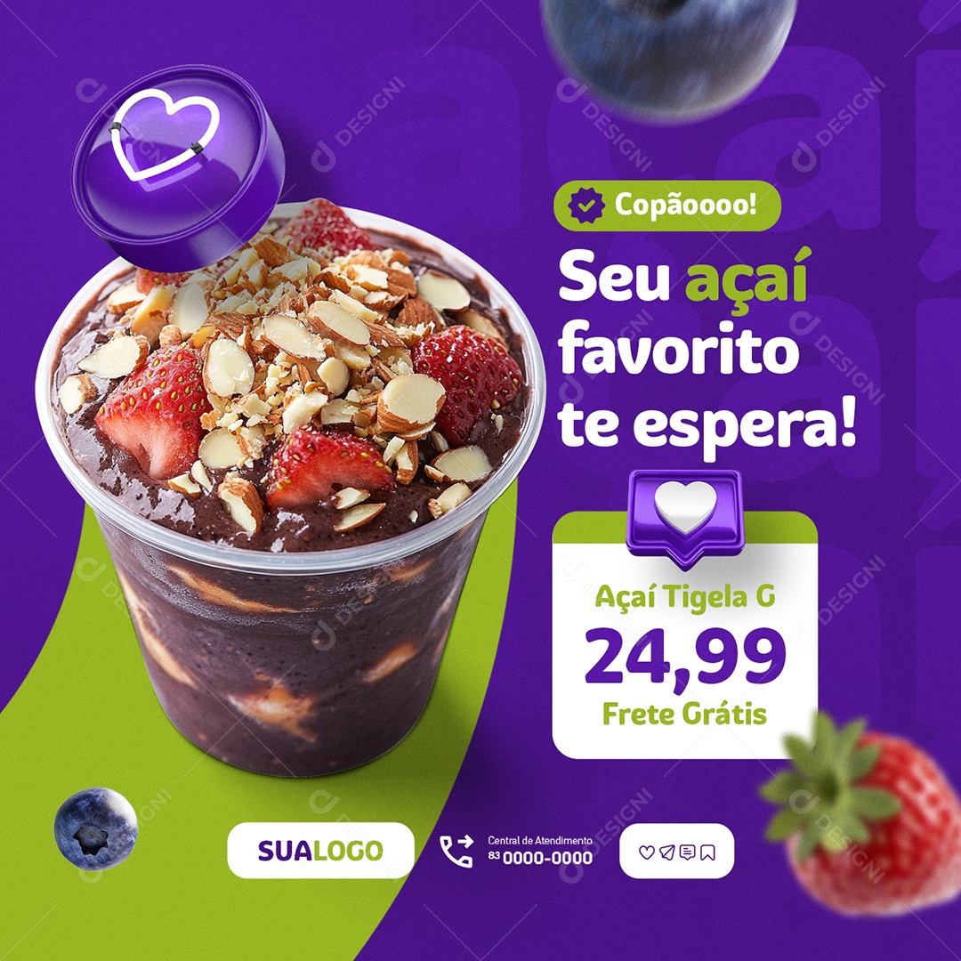 Açaiteria Copão Seu Açaí Favorito Te Espera Social Meddia PSD Editável