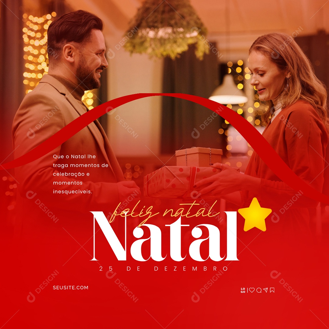 Feliz Natal 25 de Dezembro Social Media PSD Editável