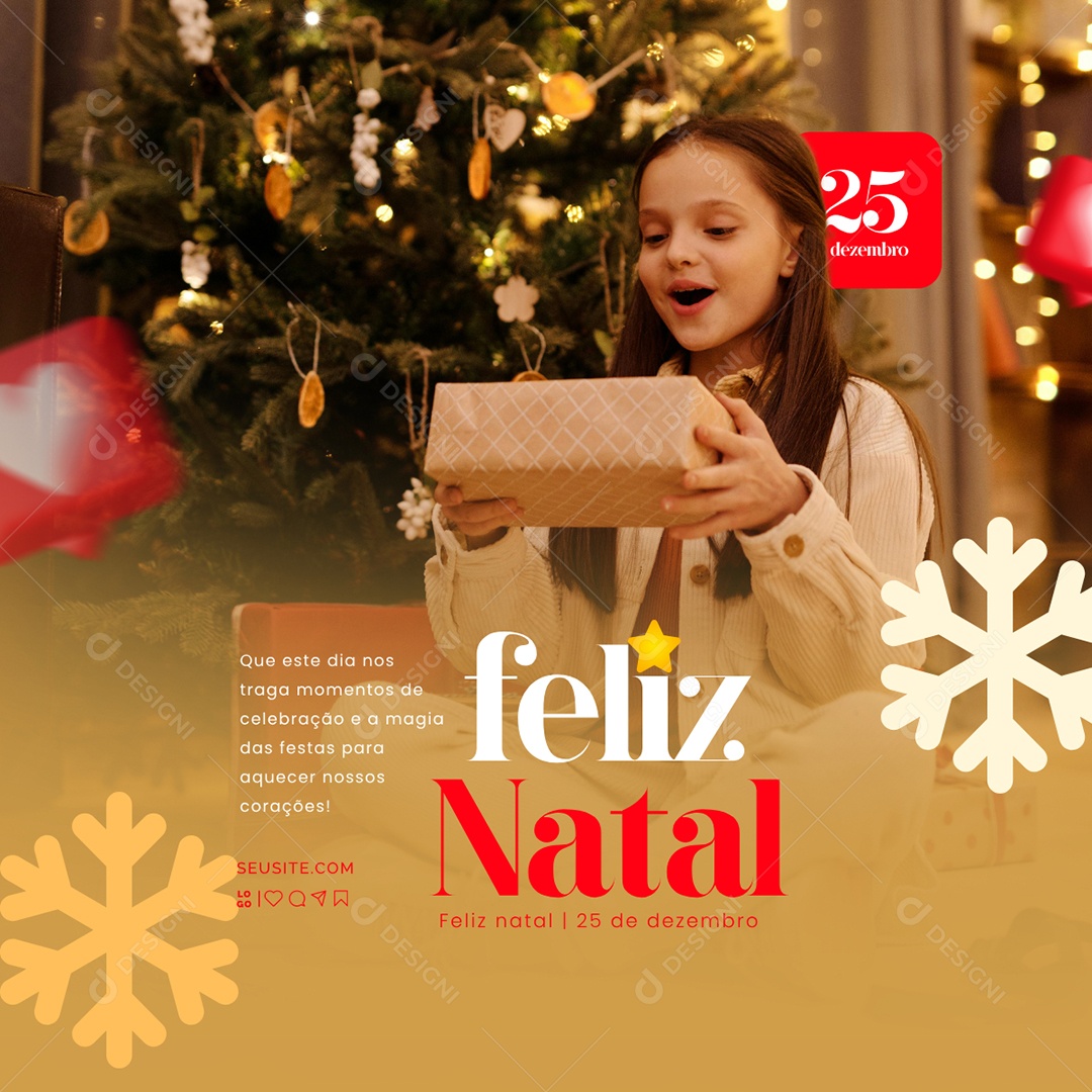 Feliz Natal 25 de Dezembro a Verdadeira Luz do Natal Social Media PSD Editável