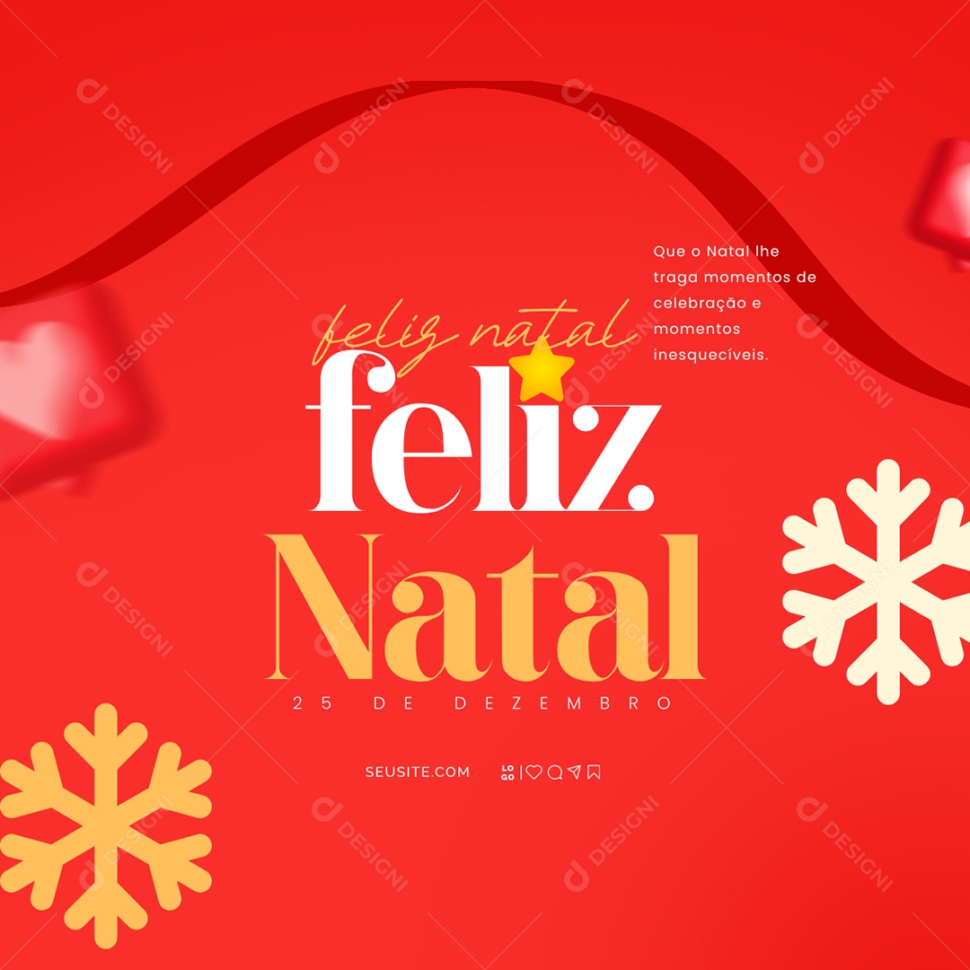 Feliz Natal 25 de Dezembro Social Media PSD Editável