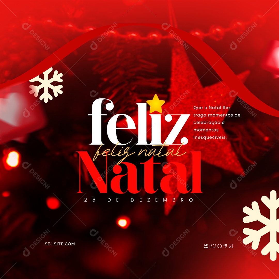 Feliz Natal 25 de Dezembro Social Media PSD Editável