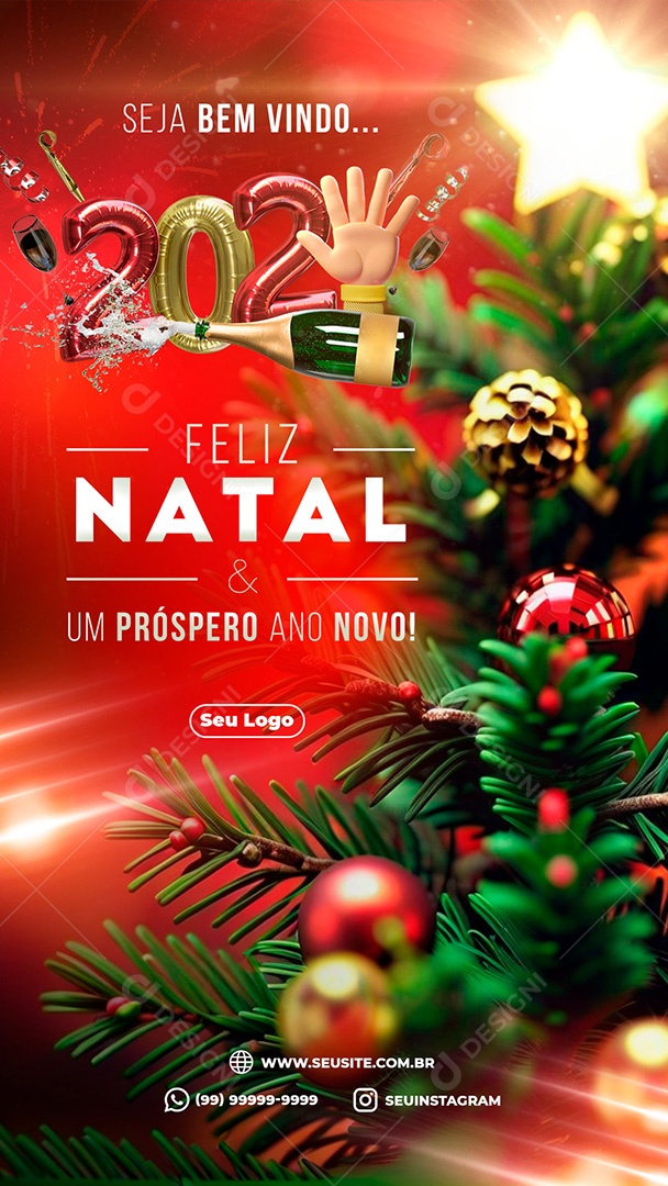 Story Feliz Natal e um Próspero Ano Novo 2025 Social Media PSD Editável