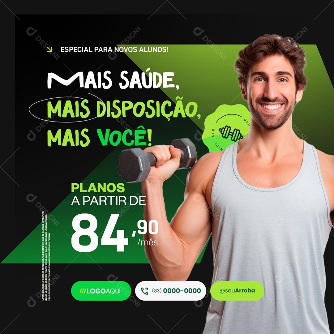 Academia Mais Saúde Mais Disposição Mais Você Social Media PSD Editável