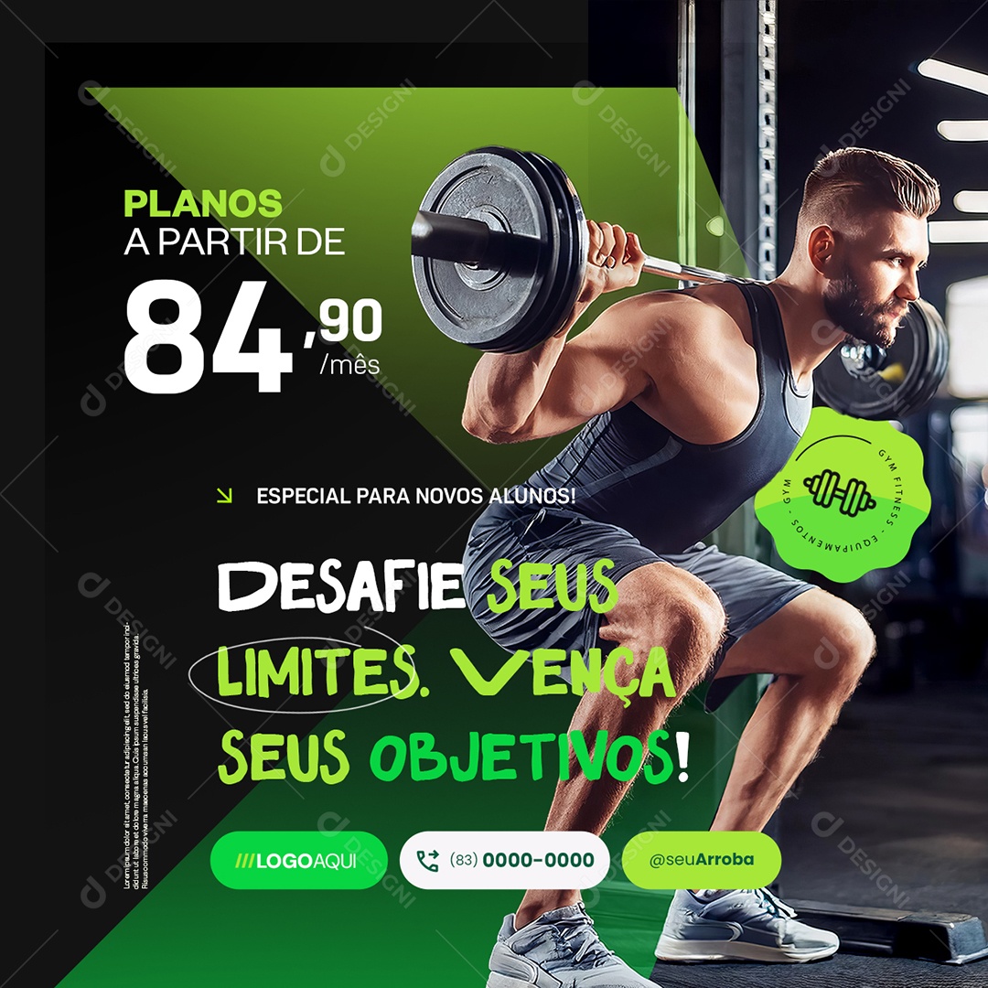 Academia Desafie seus Limites Vença seus Objetivo Social Media PSD Editável