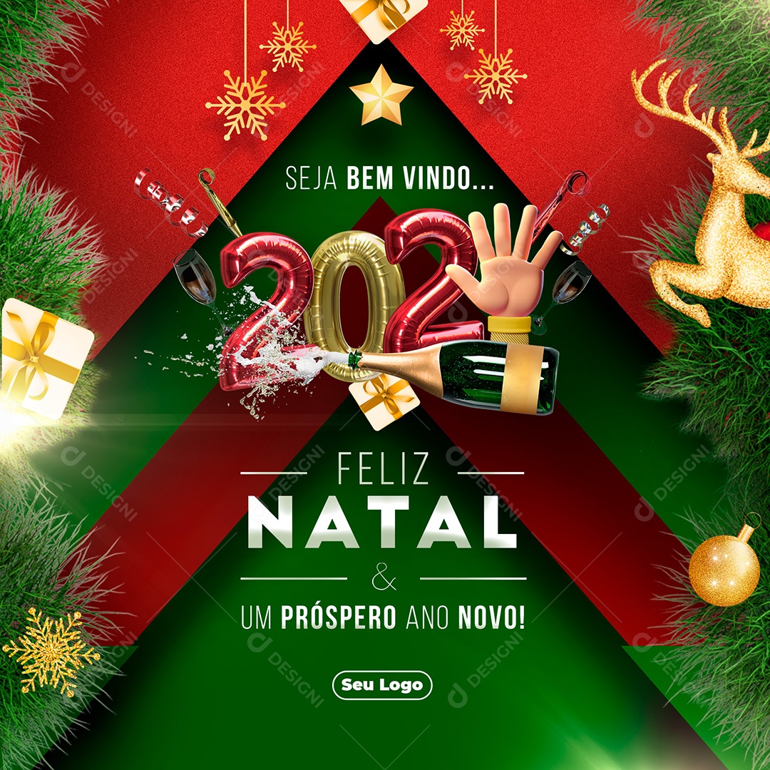 Seja Bem Vindo 2025 Feliz Natal Social Media PSD Editável