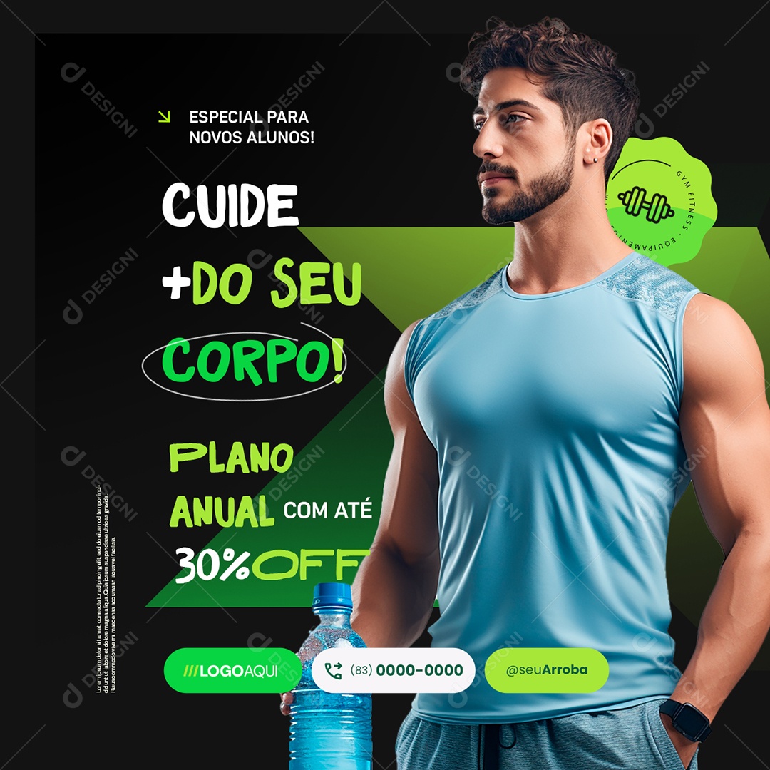 Academia Cuide do Seu Corpo Plano Anual Social Media PSD Editável
