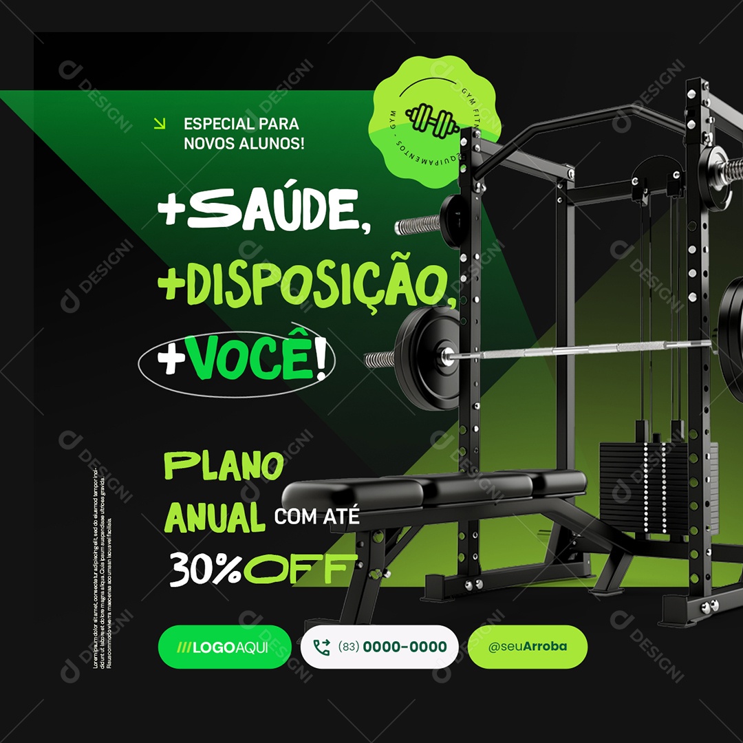 Academia Saúde Disposição Você Social Media PSD Editável