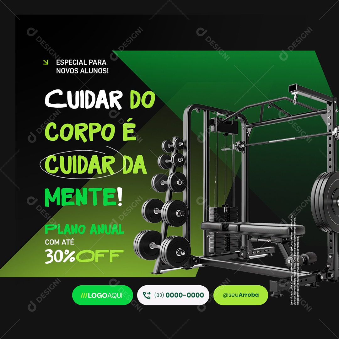 Academia Especial para Novos Alunos Social Media PSD Editável