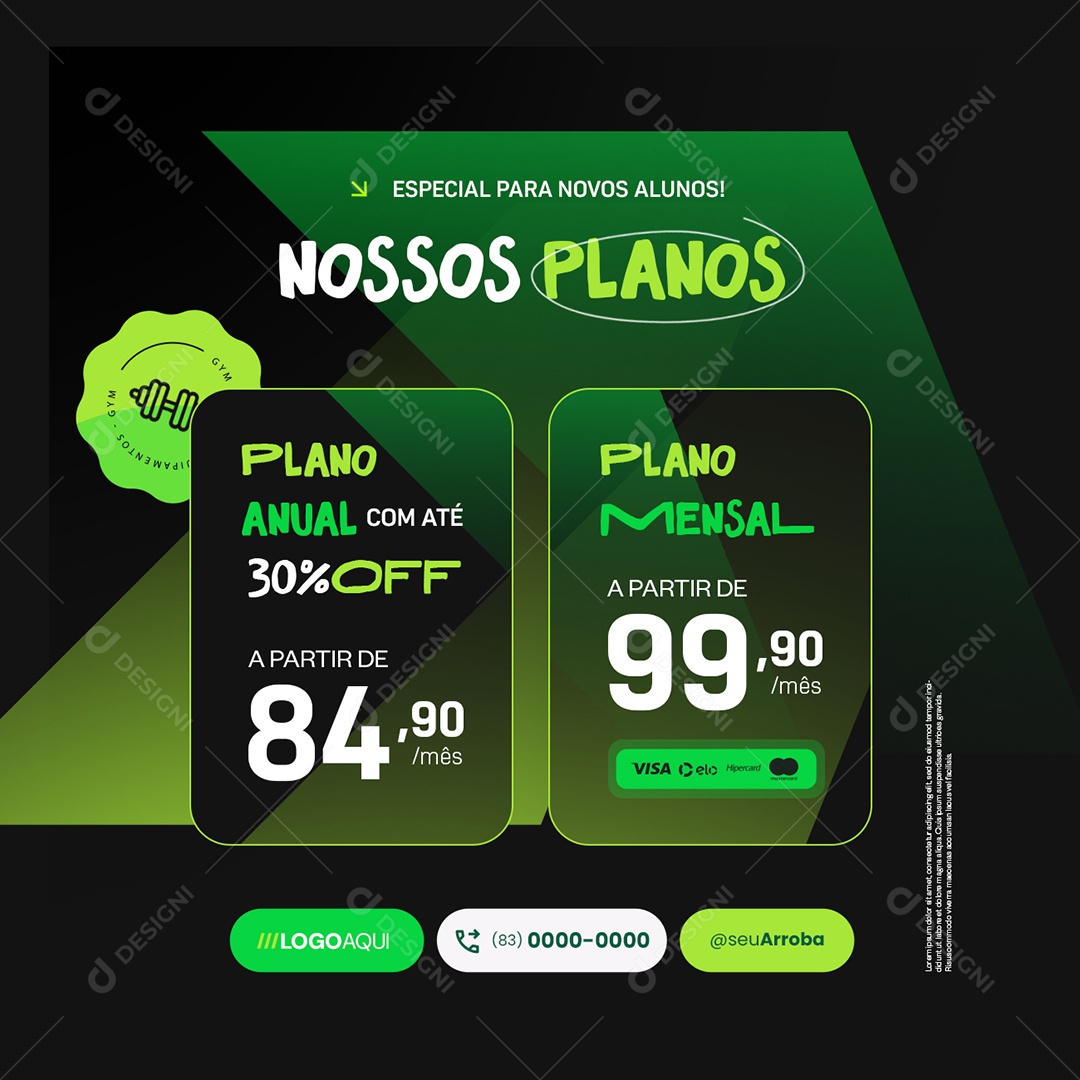 Academia Nossos Planos Social Media PSD Editável