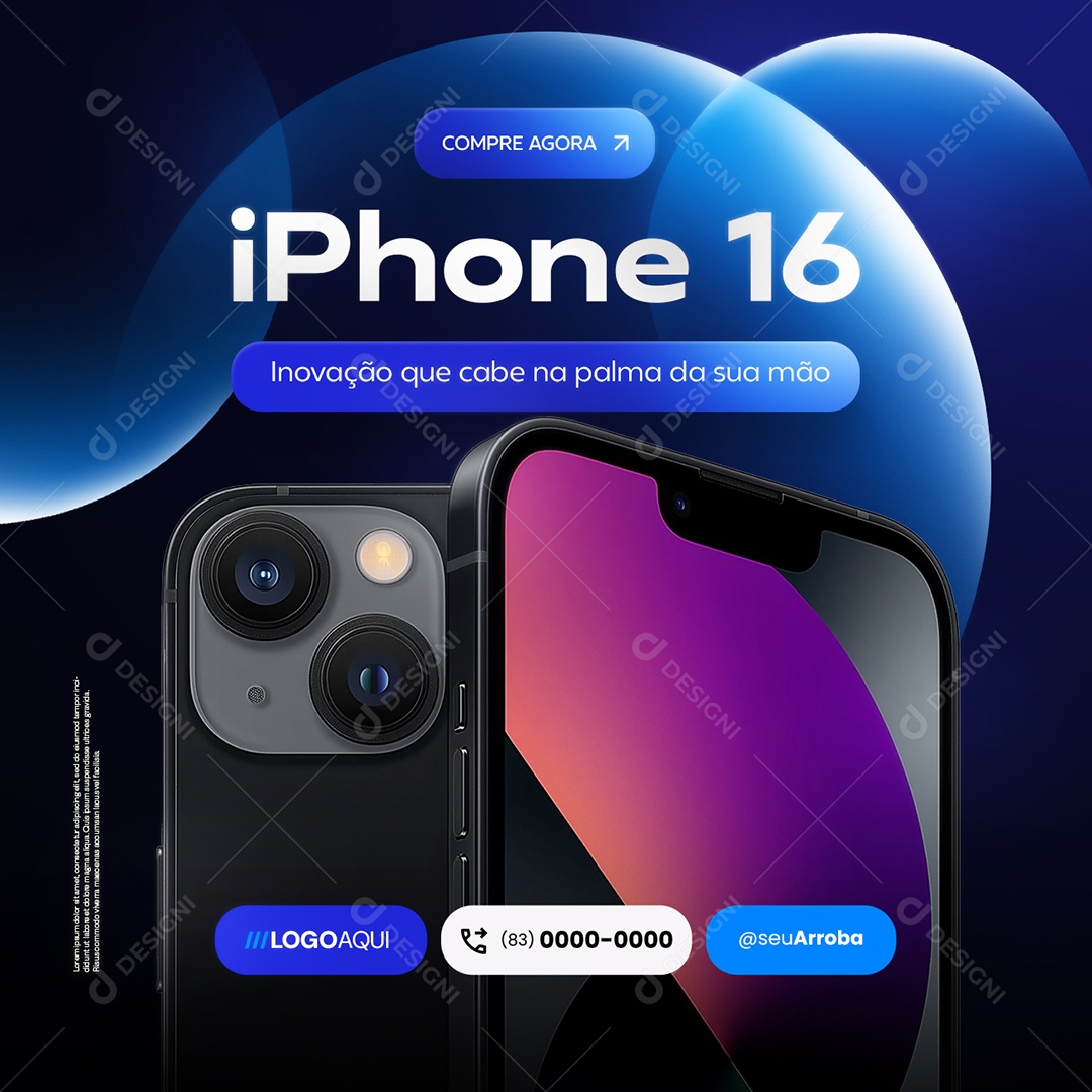 Loja de Celular Iphone 16 Inovavação Compre Agora Social Media PSD Editável