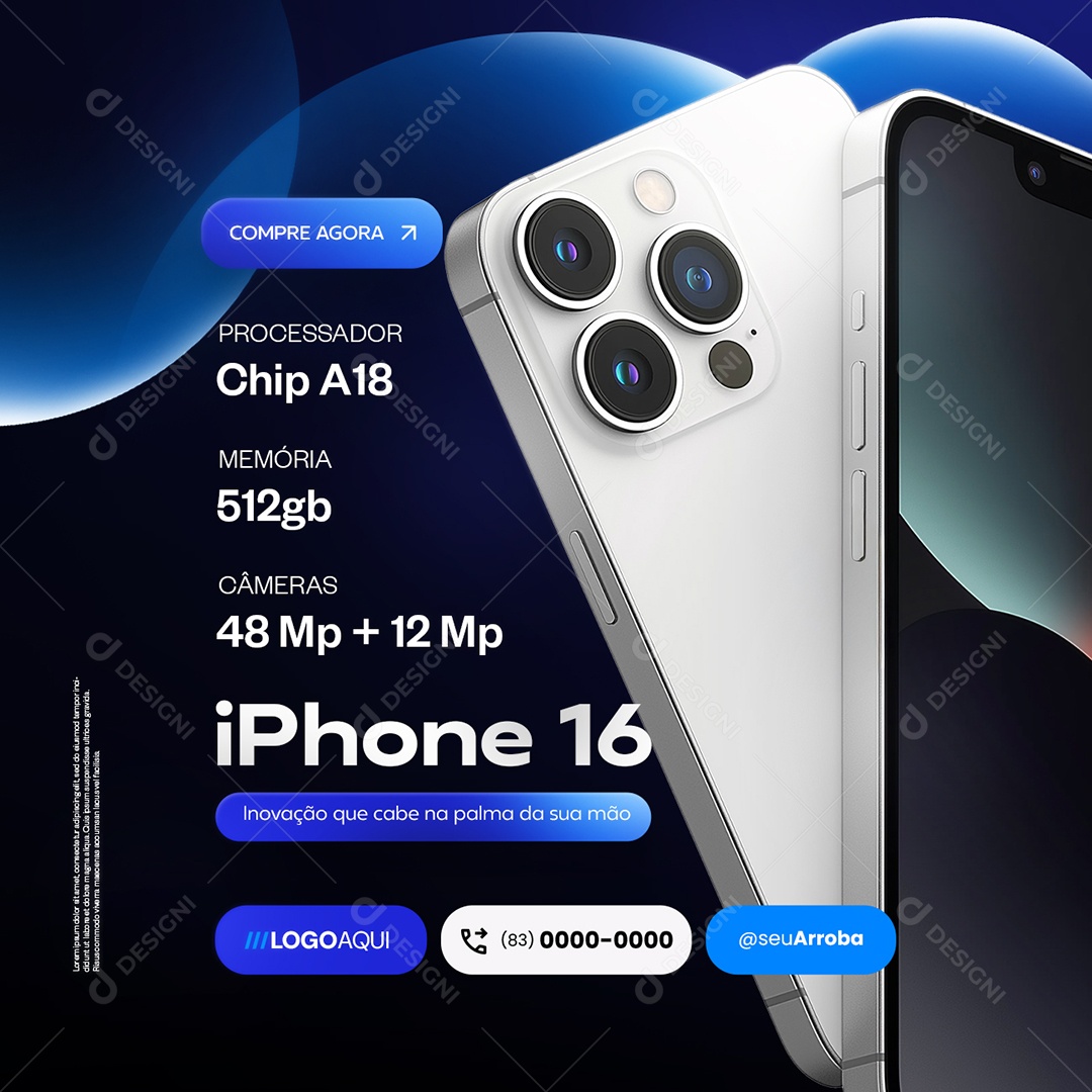 Loja de Celular Iphone 16 Compre Agora Social Media PSD Editável