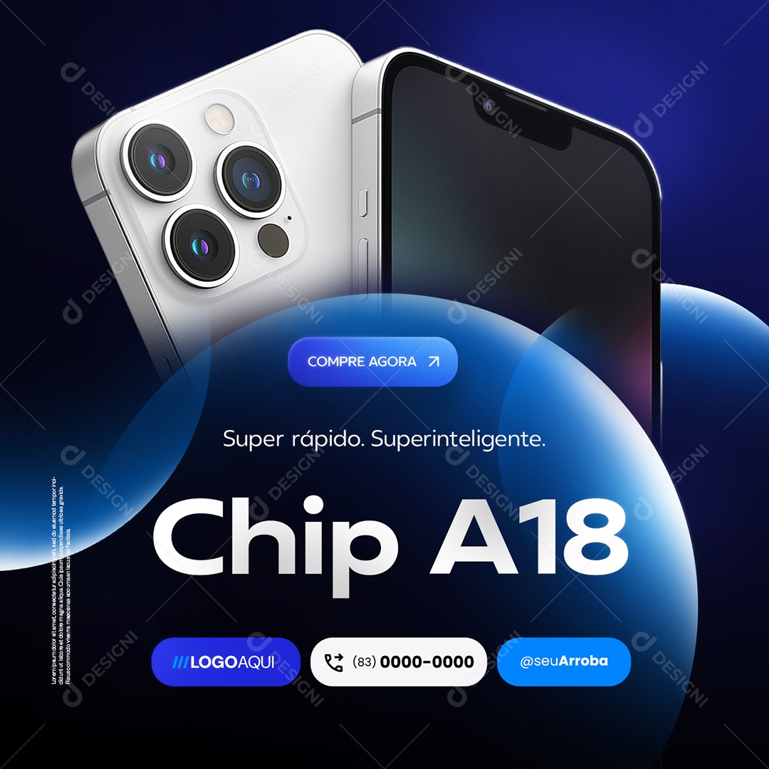 Loja de Celular Iphone Super Rápido Superinteligente Social Media PSD Editável