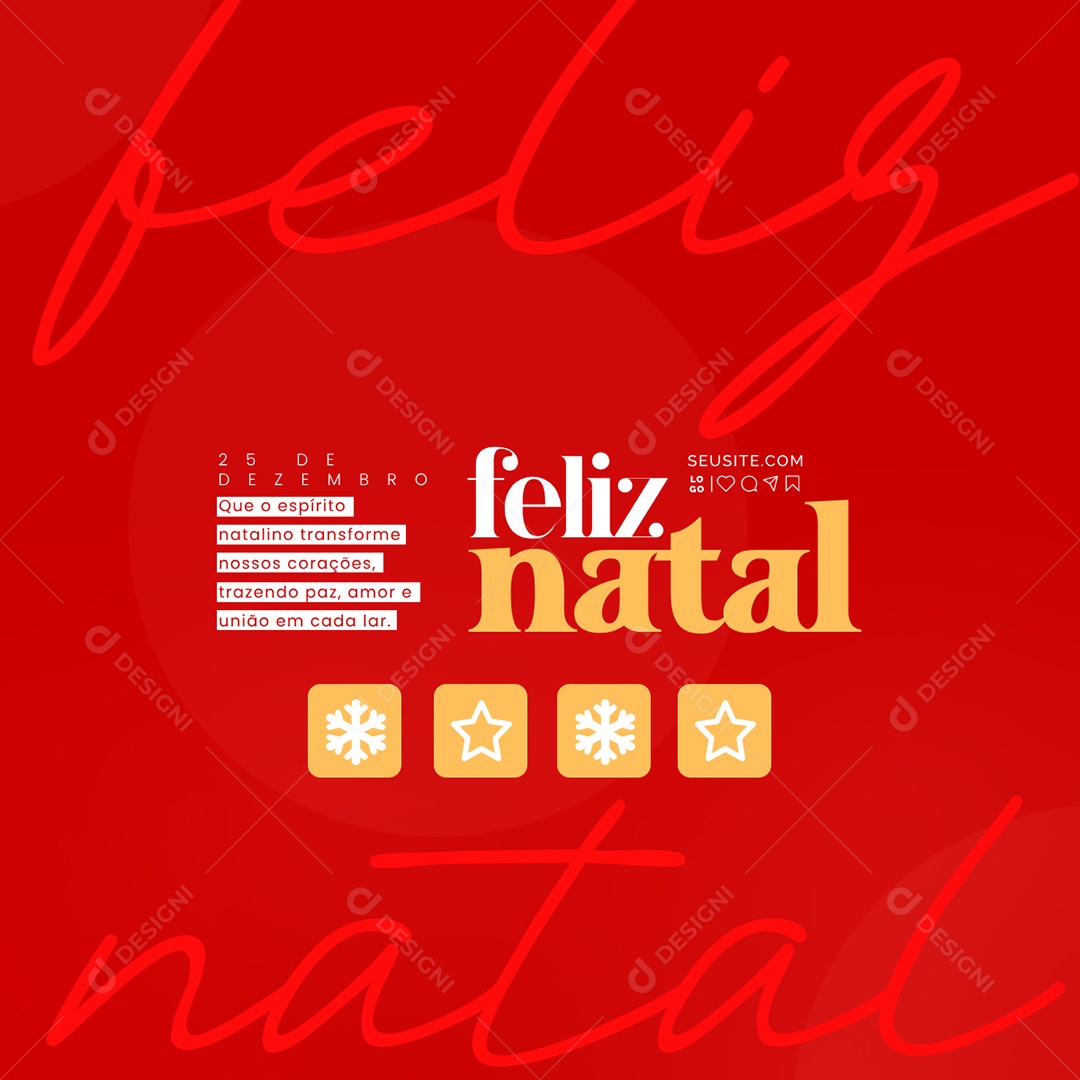 Feliz Natal 25 de Dezembro Social Media PSD Editável