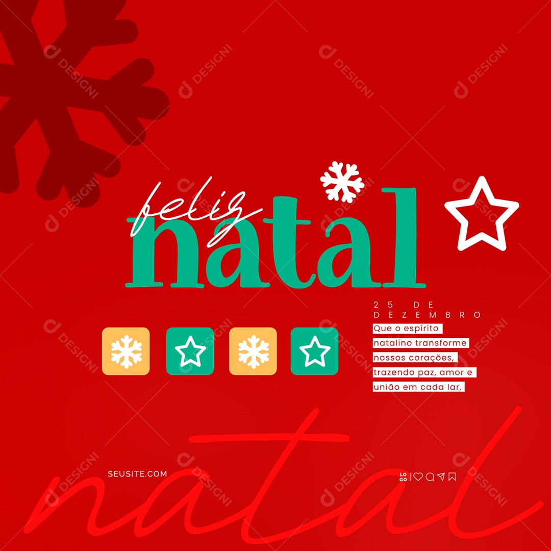 Feliz Natal 25 de Dezembro Social Media PSD Editável