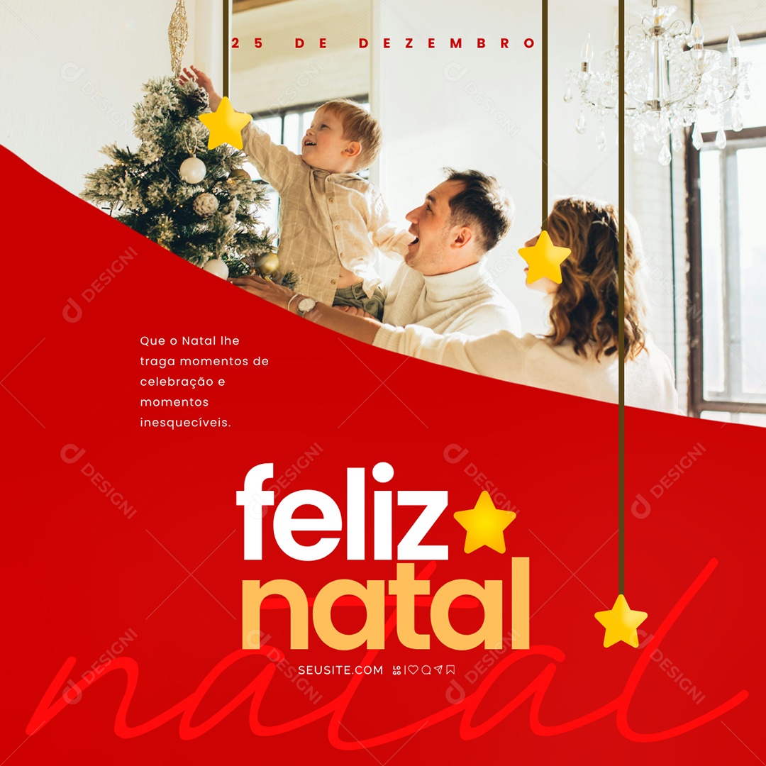 Feliz Natal 25 de Dezembro Social Media PSD Editável