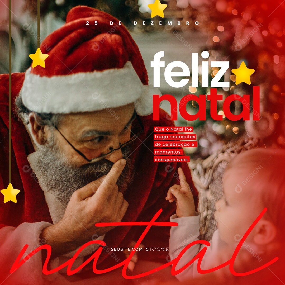 Feliz Natal 25 de Dezembro Social Media PSD Editável