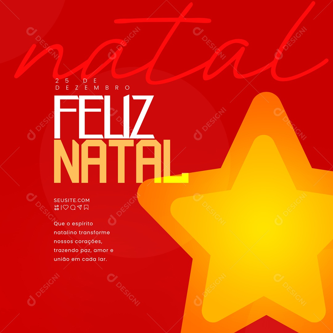Feliz Natal 25 de Dezembro Social Media PSD Editável