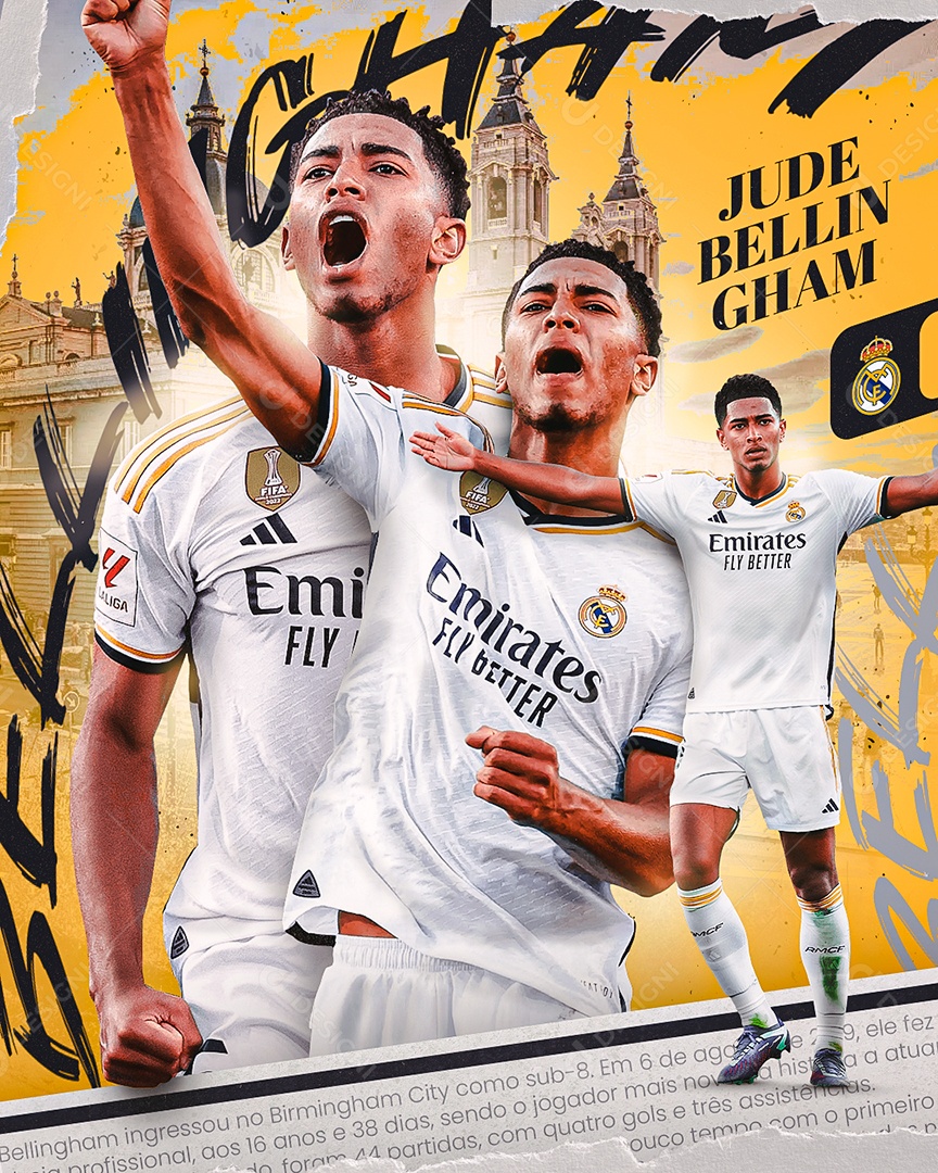 Flyer Futebol Jude Bellingham Feed Social Media PSD Editável