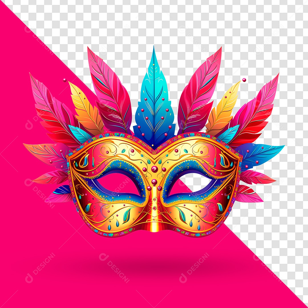 Máscara de Carnaval nas Cores Rosa PSD
