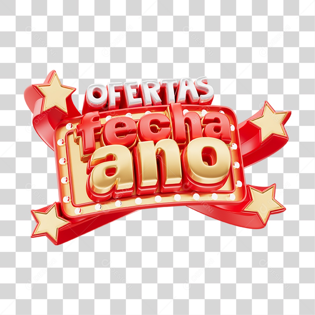Selo 3D Ofertas Fecha Ano PNG Transparente