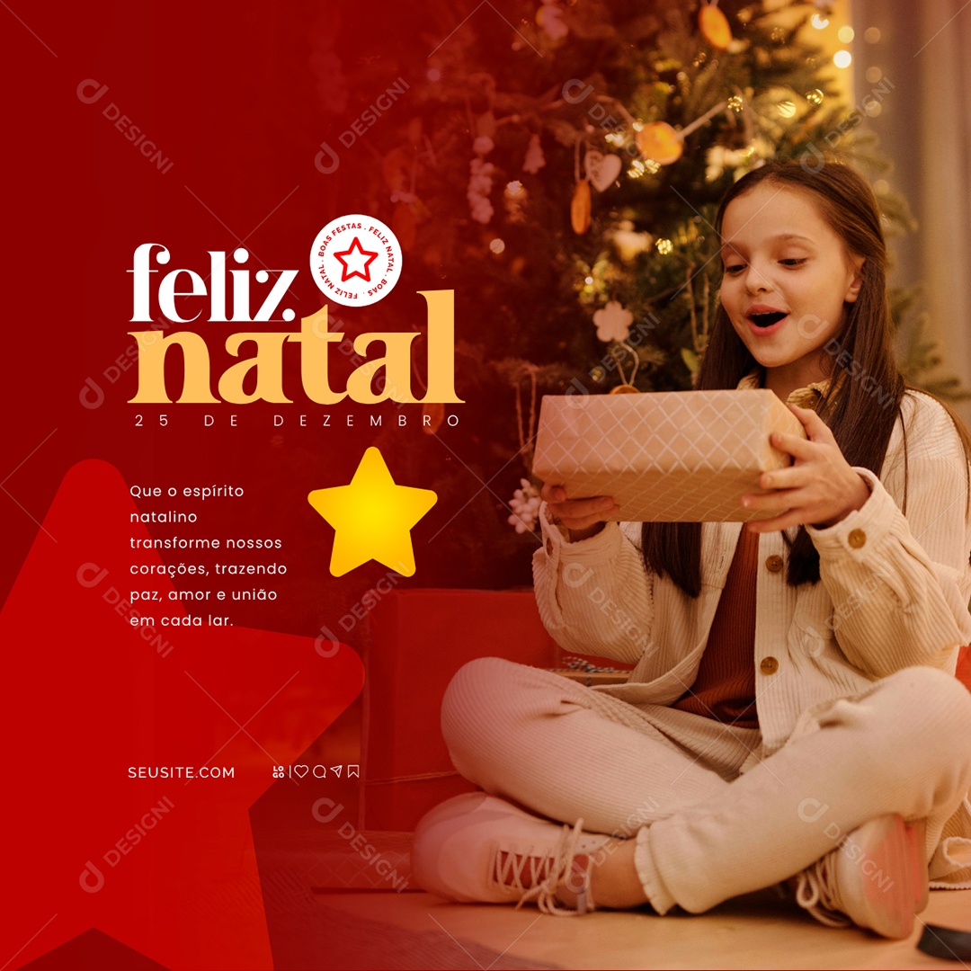 Feliz Natal 25 de Dezembro Social Media PSD Editável