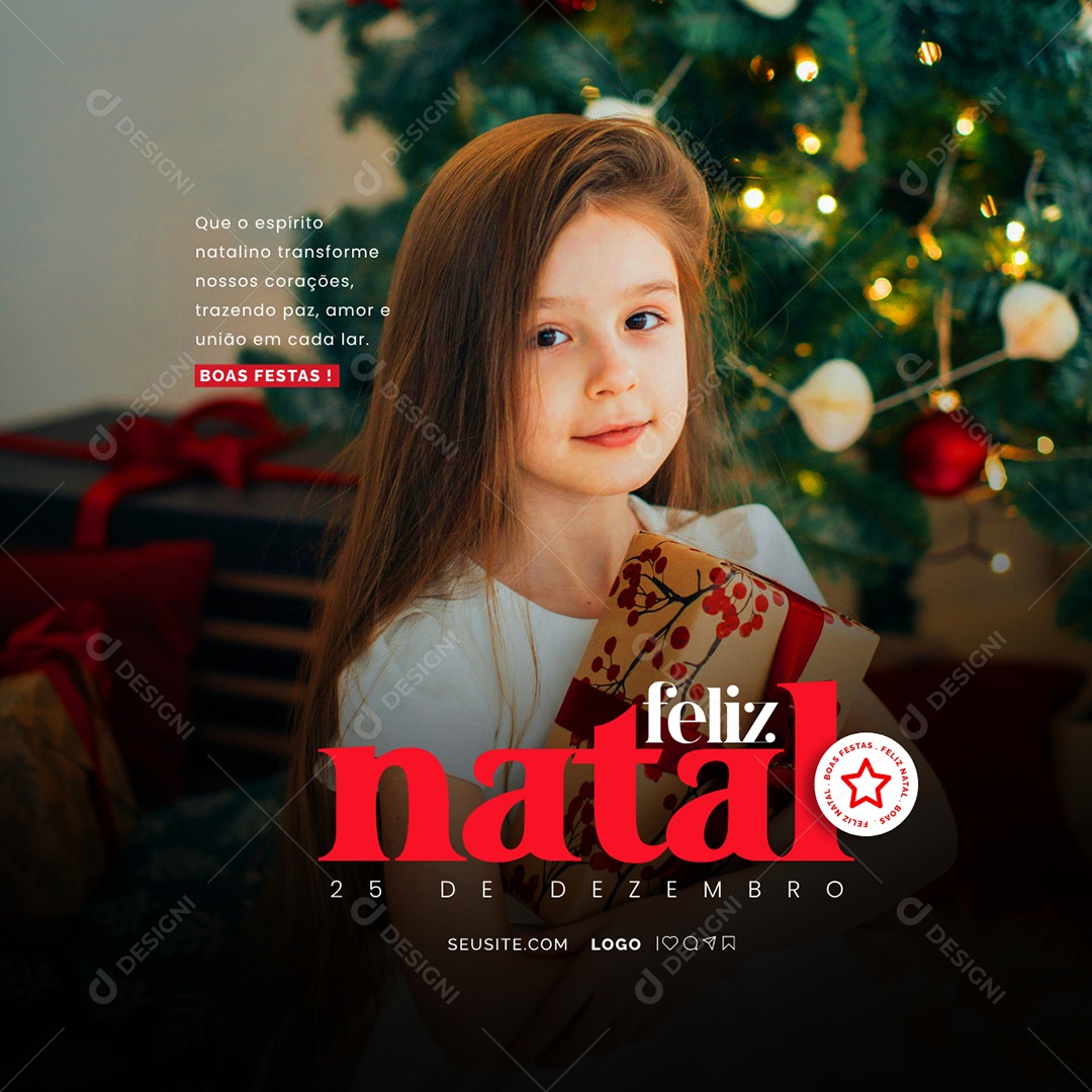 Feliz Natal 25 de Dezembro Social Media PSD Editável