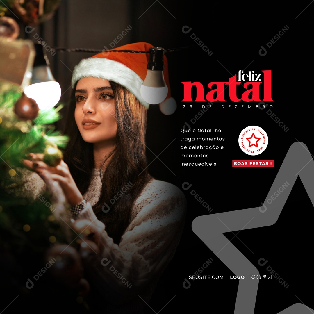 Feliz Natal 25 de Dezembro Social Media PSD Editável