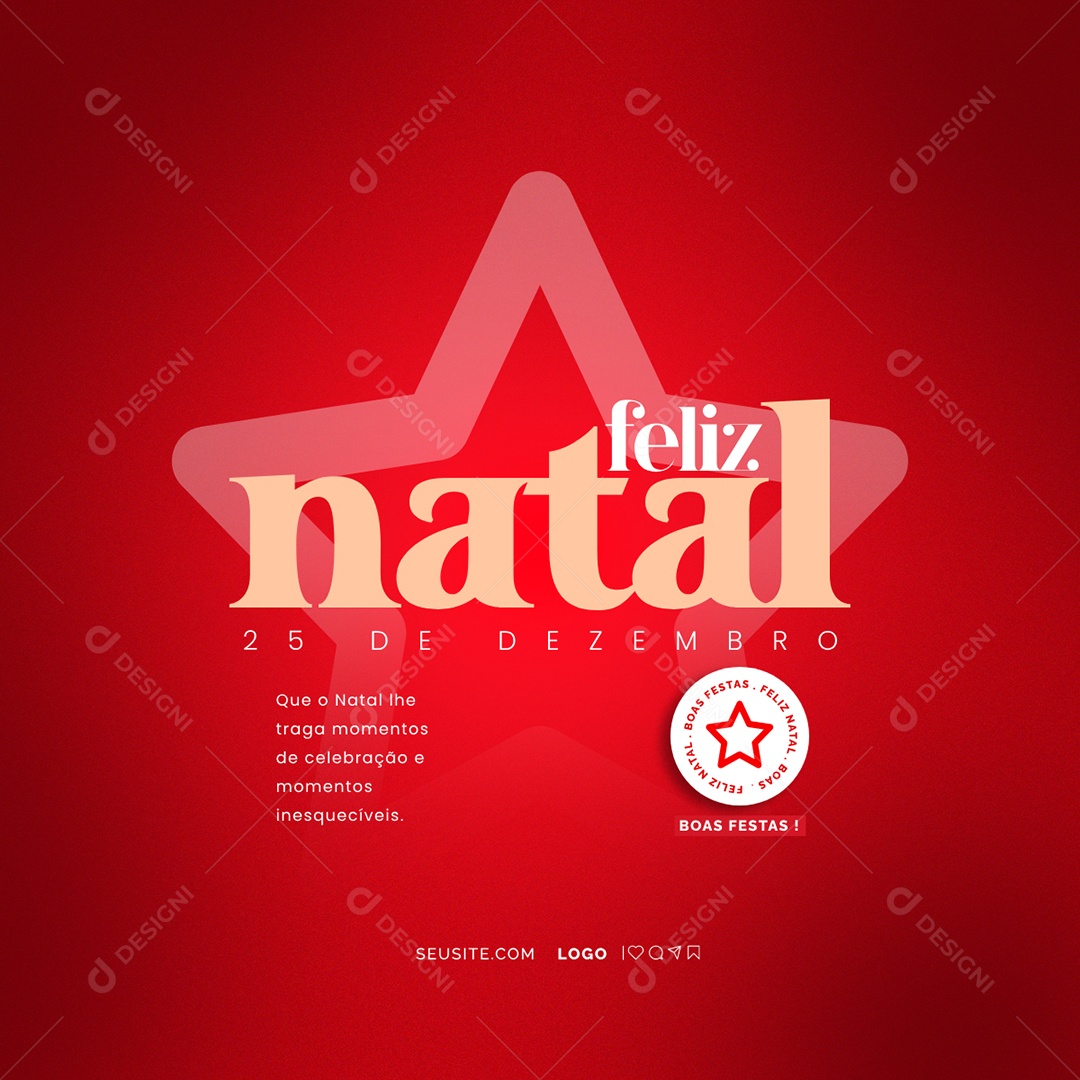 Feliz Natal 25 de Dezembro Social Media PSD Editável