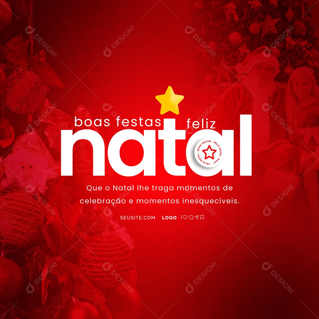 Feliz Natal 25 de Dezembro Social Media PSD Editável