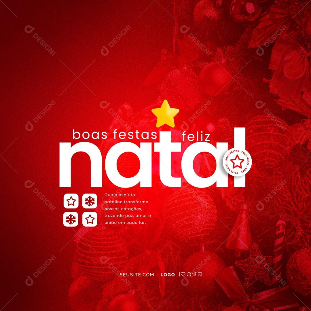 Feliz Natal 25 de Dezembro Social Media PSD Editável