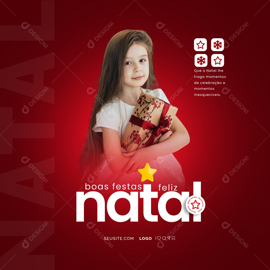 Feliz Natal 25 de Dezembro Social Media PSD Editável