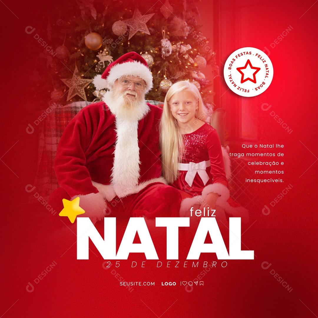 Feliz Natal 25 de Dezembro Social Media PSD Editável