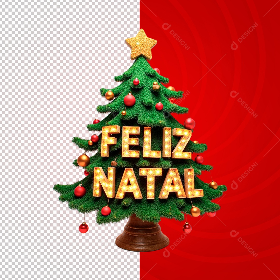 Selo 3D Feliz Natal para Composição PSD