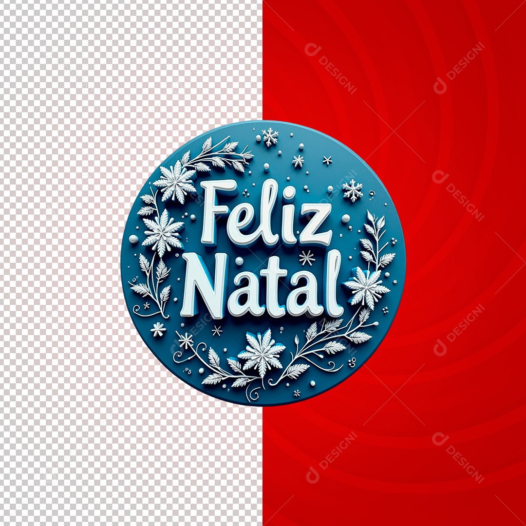 Selo 3D Feliz Natal para Composição PSD