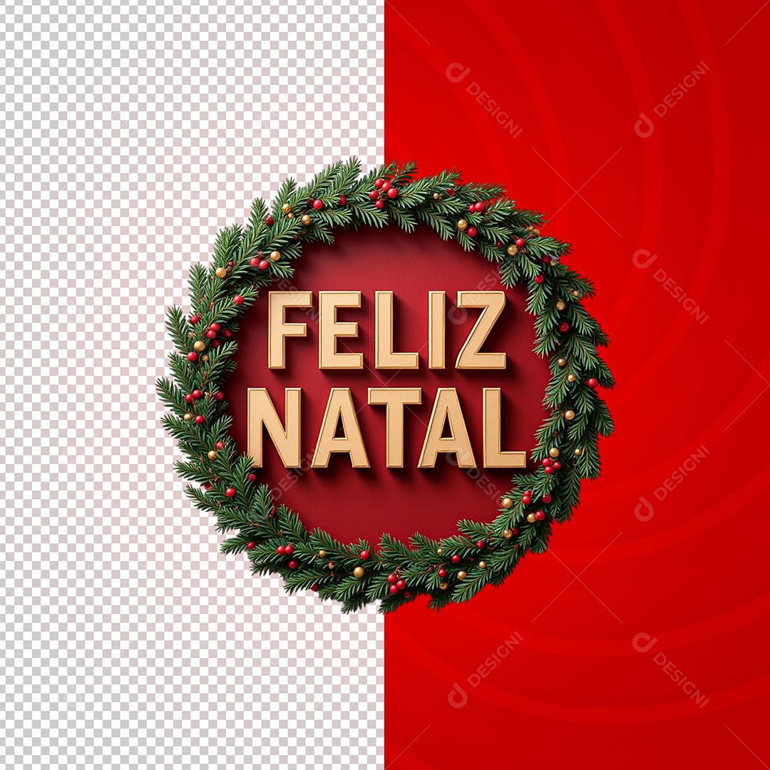 Selo 3D Feliz Natal para Composição PSD