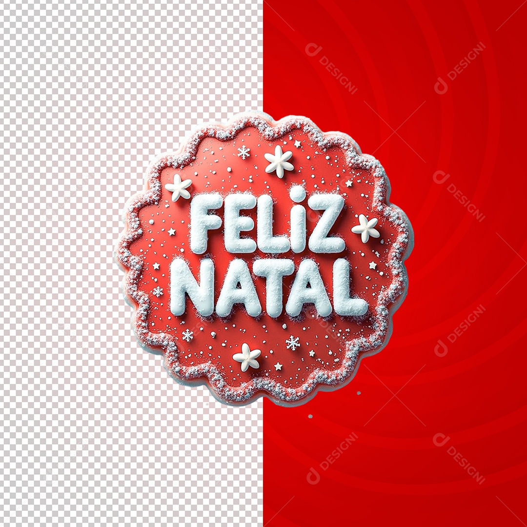 Selo 3D Feliz Natal para Composição PSD
