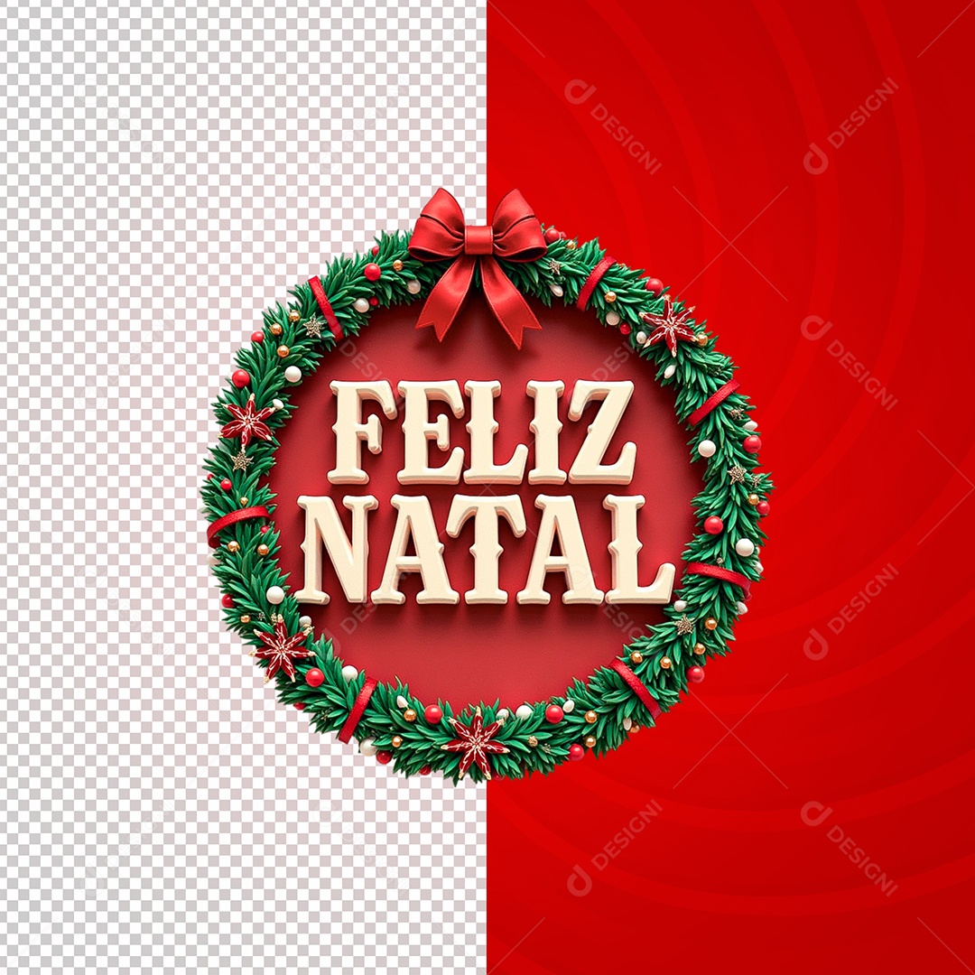 Selo 3D Feliz Natal para Composição PSD