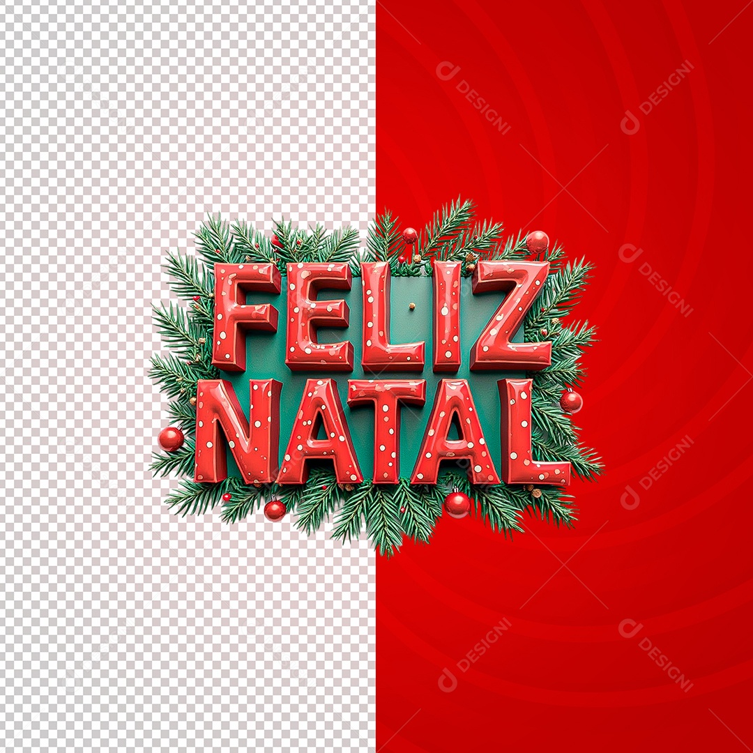 Selo 3D Feliz Natal para Composição PSD