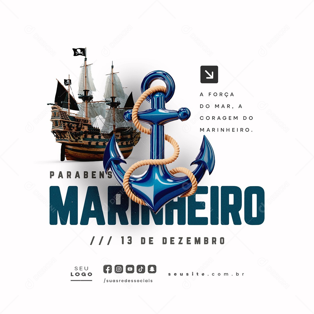 Dia do Marinheiro 13 de Dezembro Social Media PSD Editável