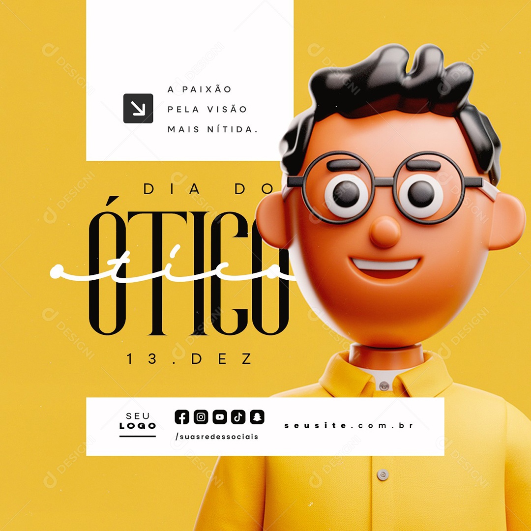 Dia do Ótico 13 de Dezembro A Paixão Pela Visão Mais Nítida Social Media PSD Editável