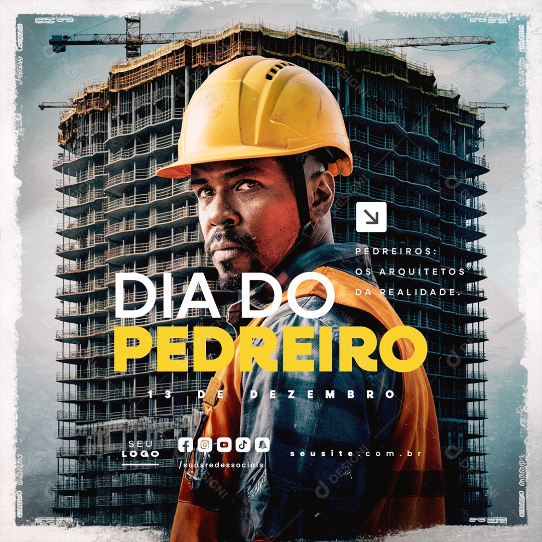 Dia do Pedreiro 13 de Dezembro Social Media PSD Editável